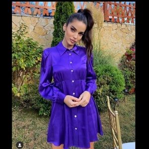 ZARA SATIN LONG SLEEVE DRESS